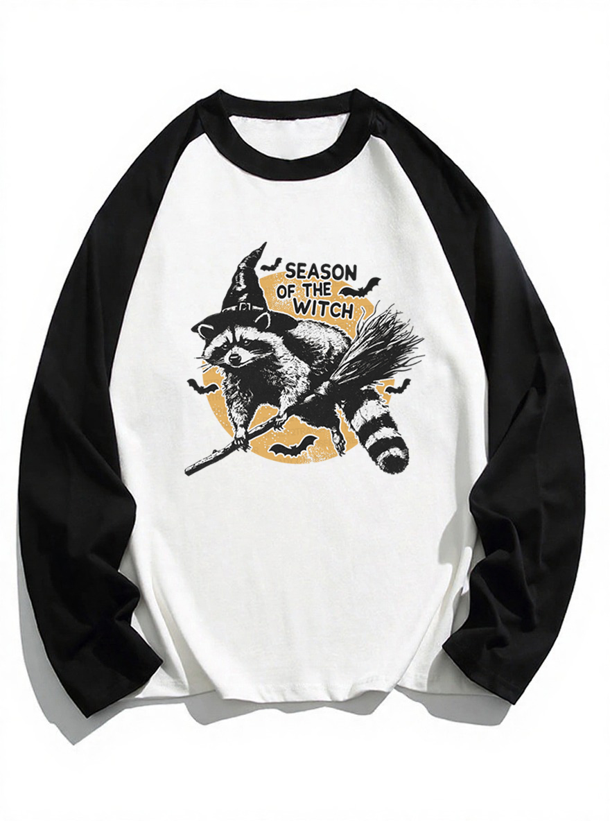 Vintage Season Of The Witch Raglan Long Sleeve T-Shirt