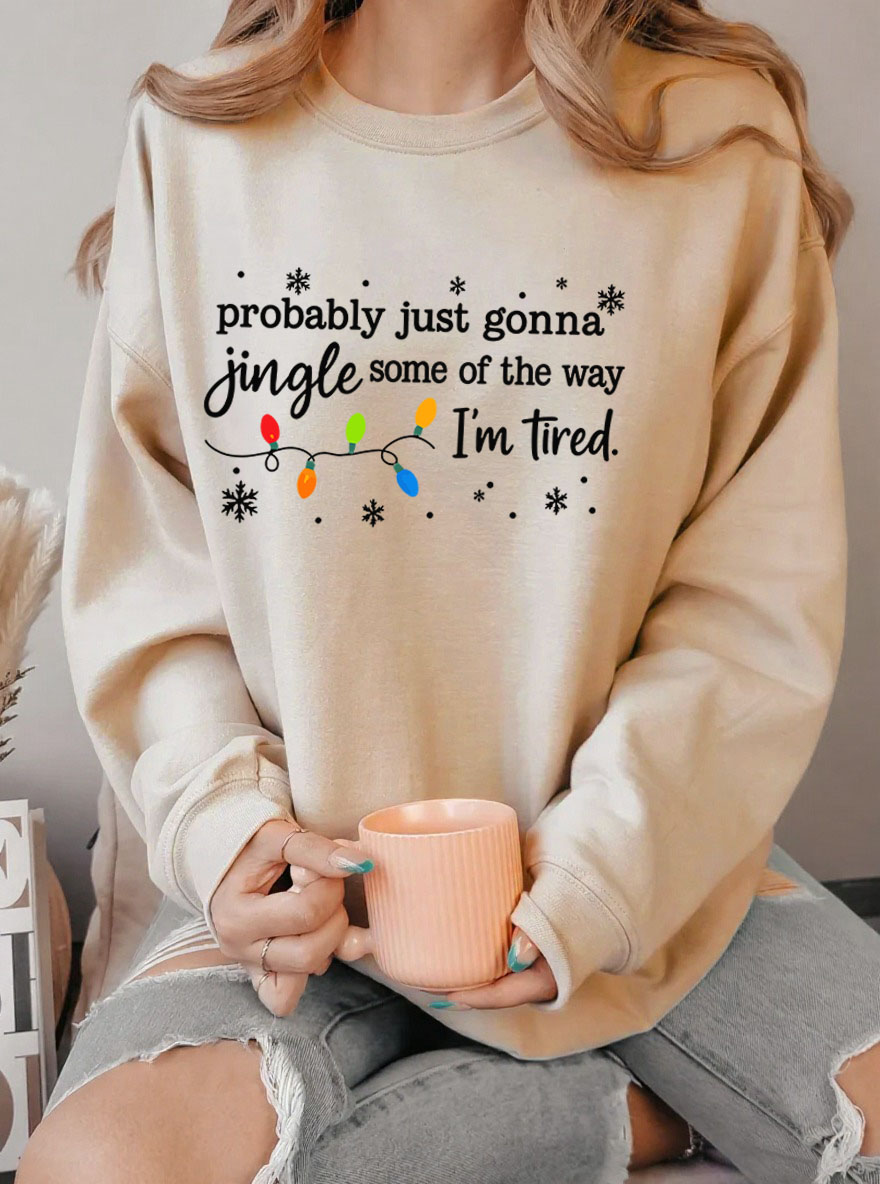 Vintage Christmas Jingle Song Oversize Graphic Sweatshirt