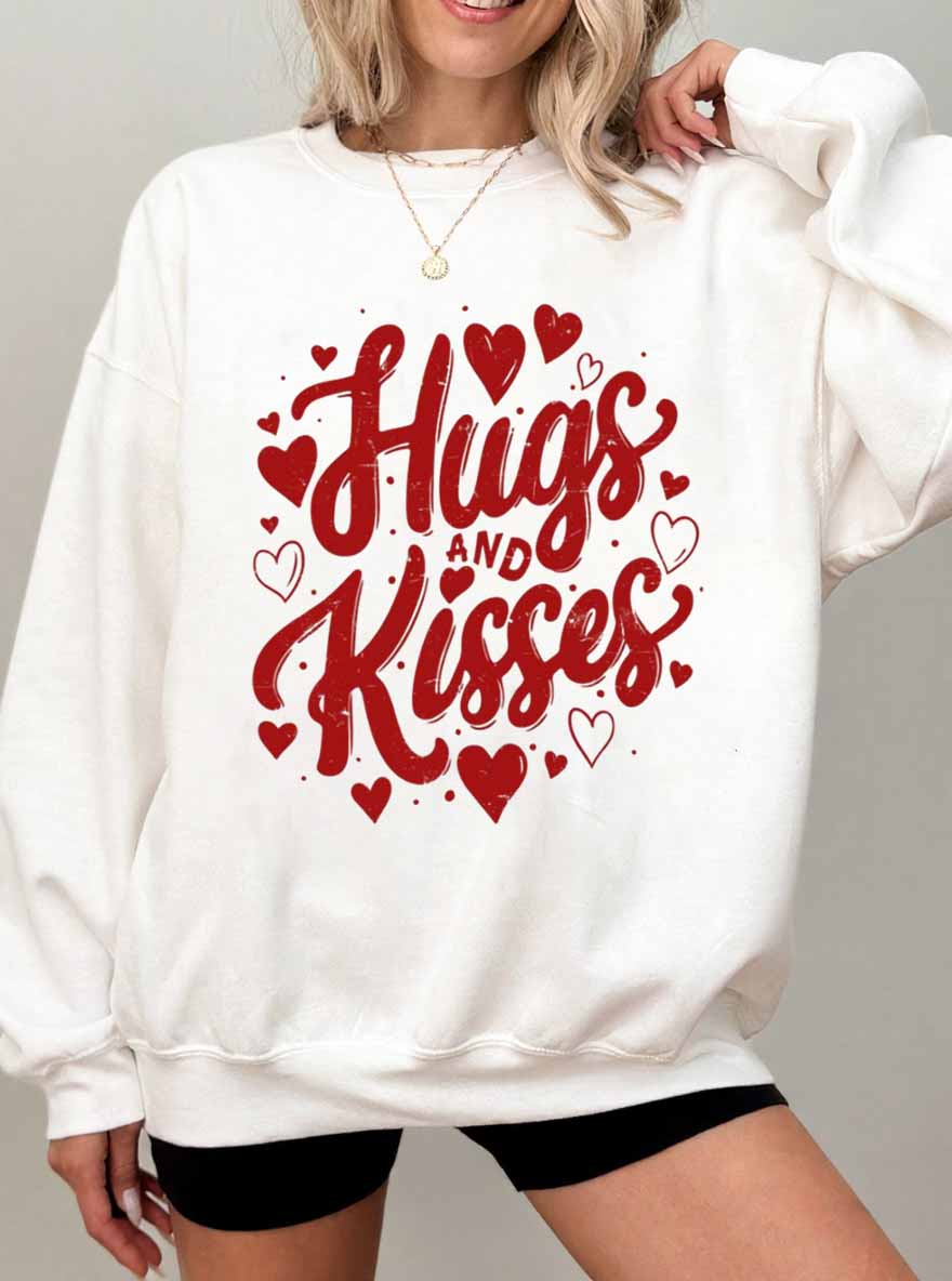 Vintage Hugs And Kisses Oversize Graphic Sweatshirt