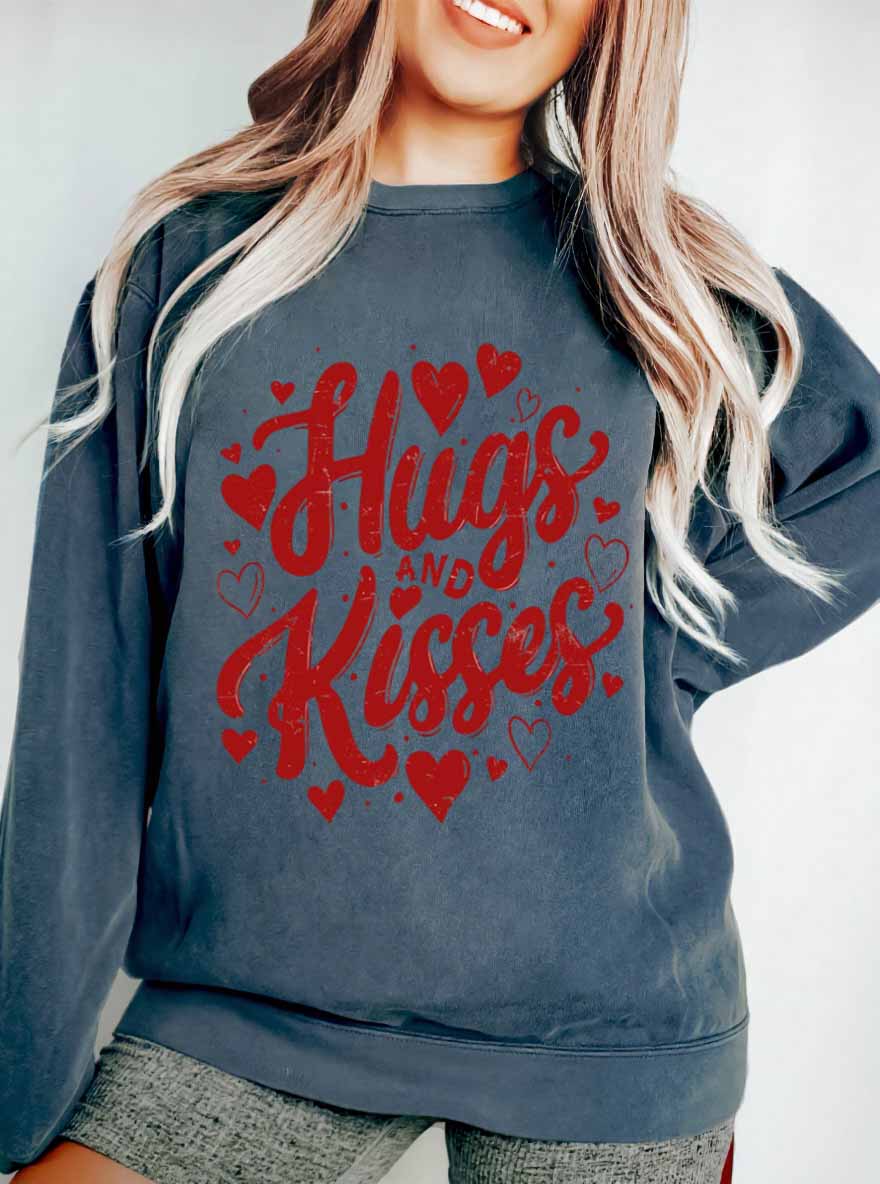 Vintage Hugs And Kisses Oversize Graphic Sweatshirt