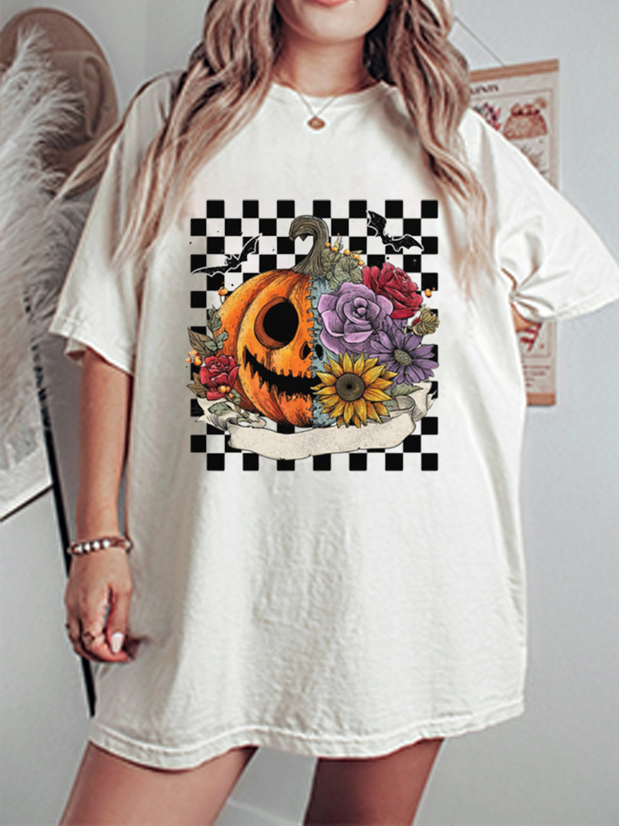 Vintage Halloween Pumpkin Oversize Graphic Tee