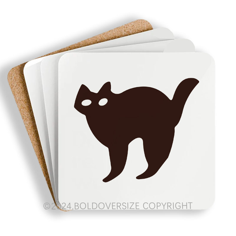 Vintage Black Cat Cookie Corkwood Coaster