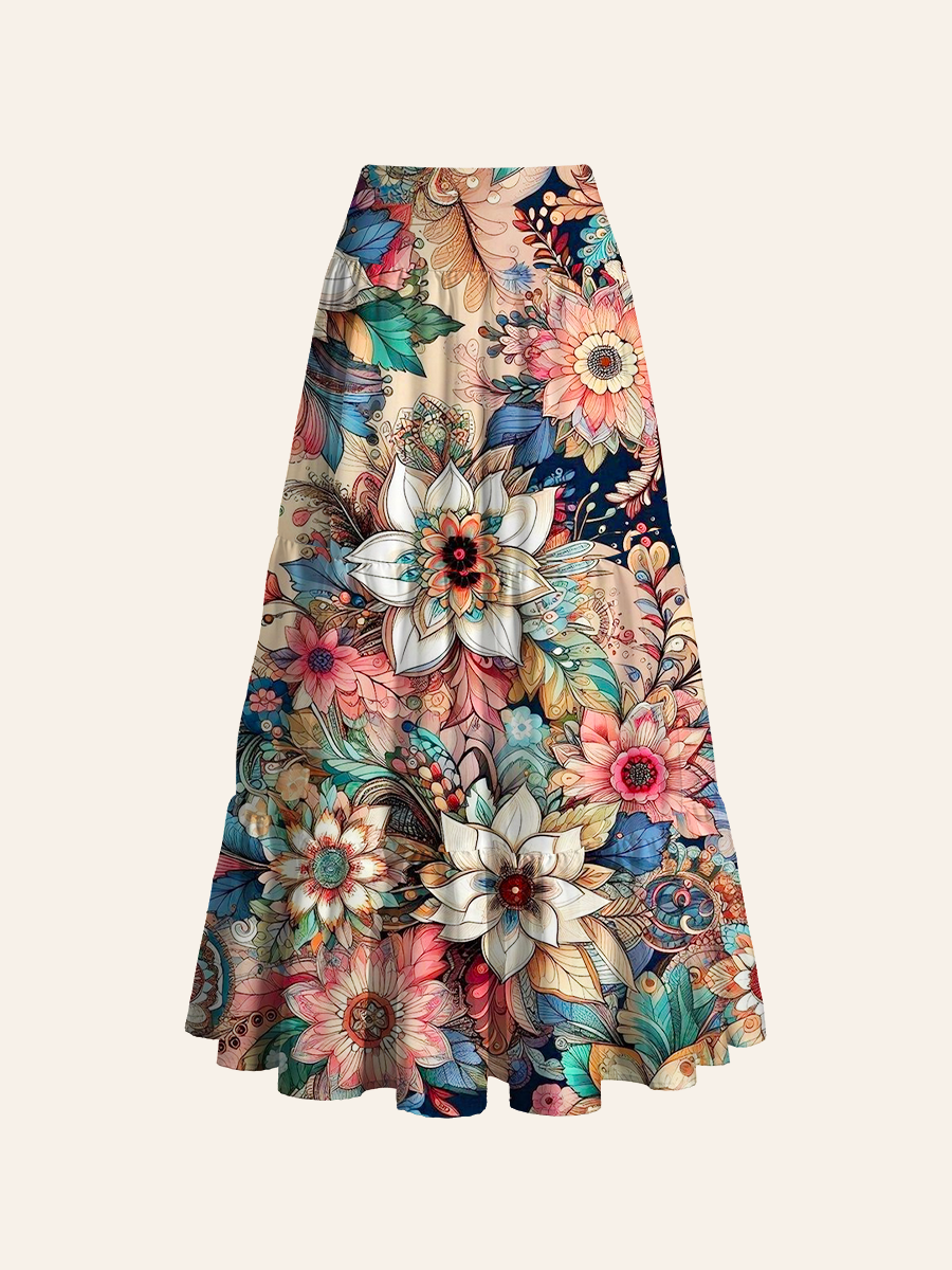 Mandala Floral Dino Convertible Maxi Skirts
