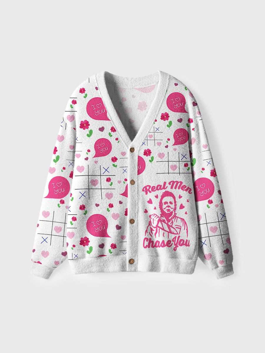Vintage Real Men Chase You Cardigan Sweaters
