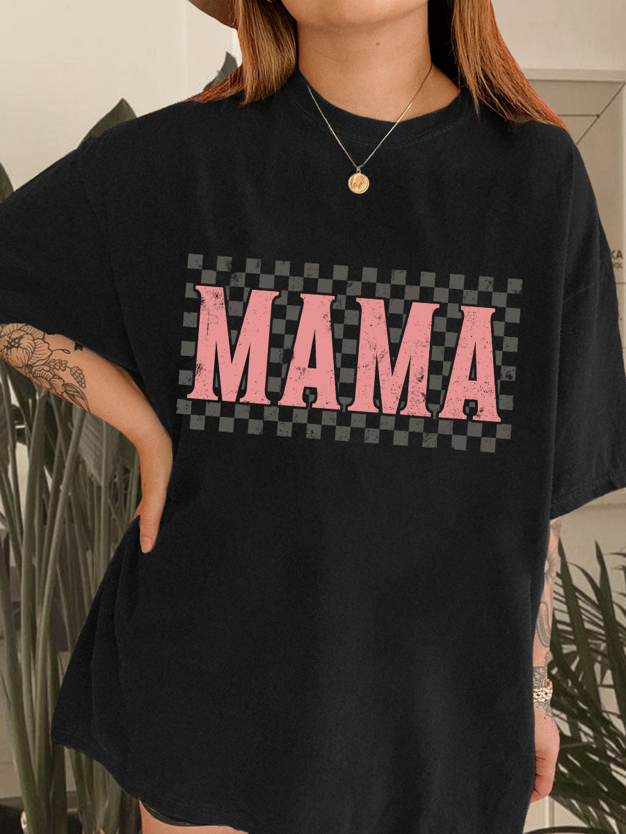 Vintage Boho Mama Checkerboard T-Shirt