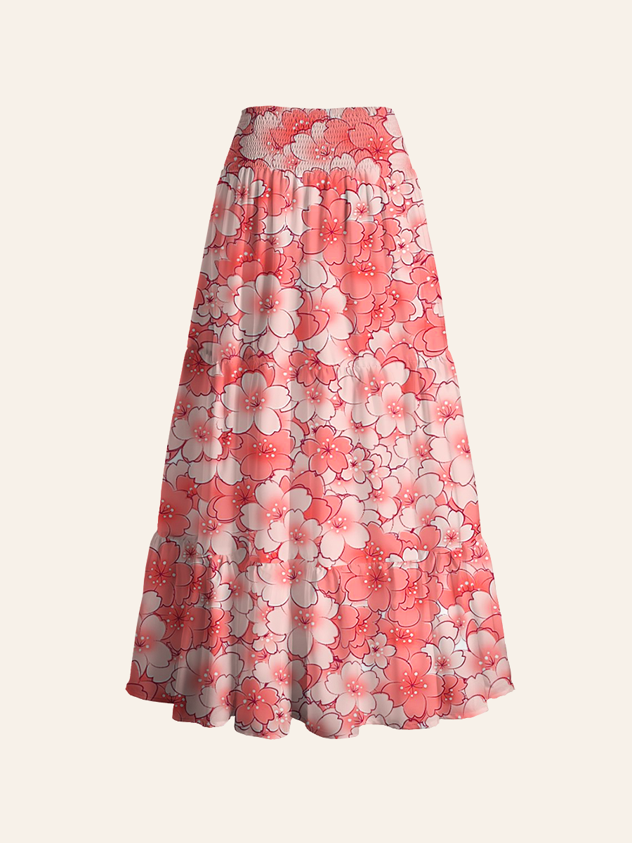 Pink Cherry Blossom Convertible Maxi Skirts