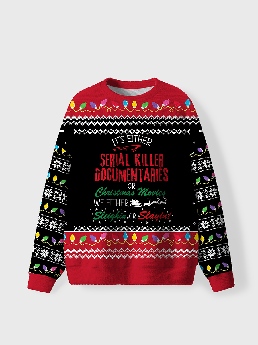 Vintage Crime Documanteries Funny Christmas Ugly Sweater