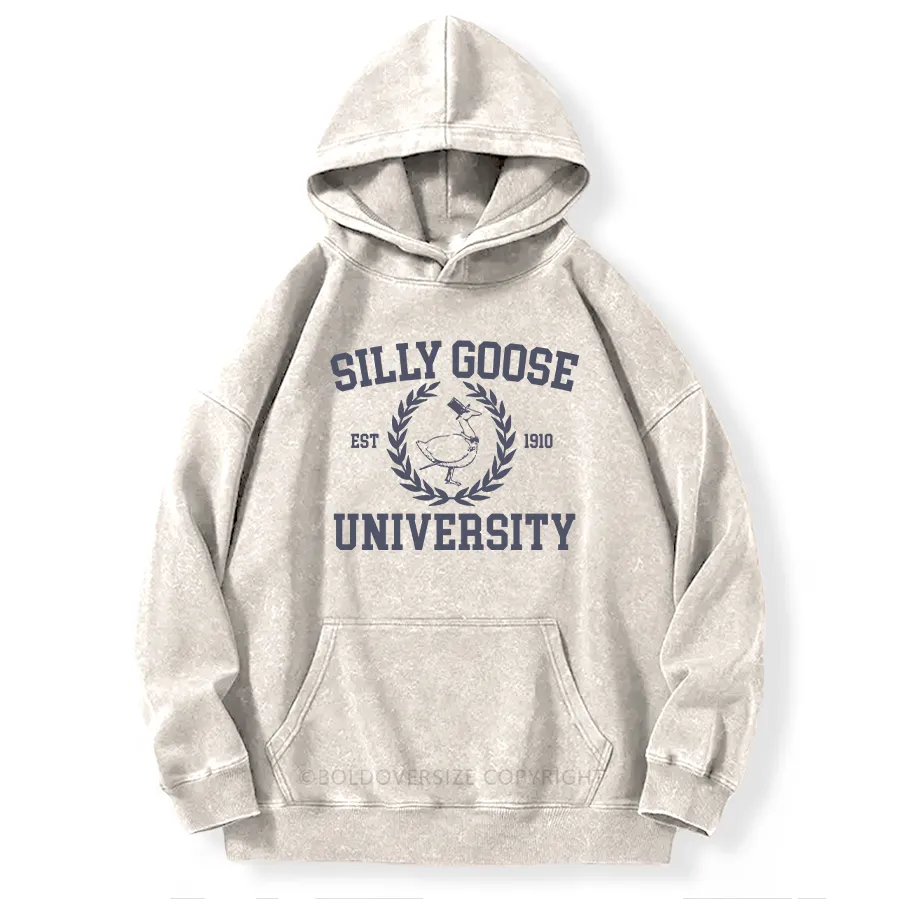 Vintage Goose University Crewneck Washed Hoodie