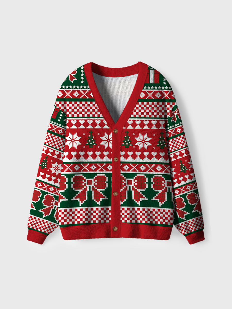 Vintage Christmas Bow Ugly Cardigan Sweaters