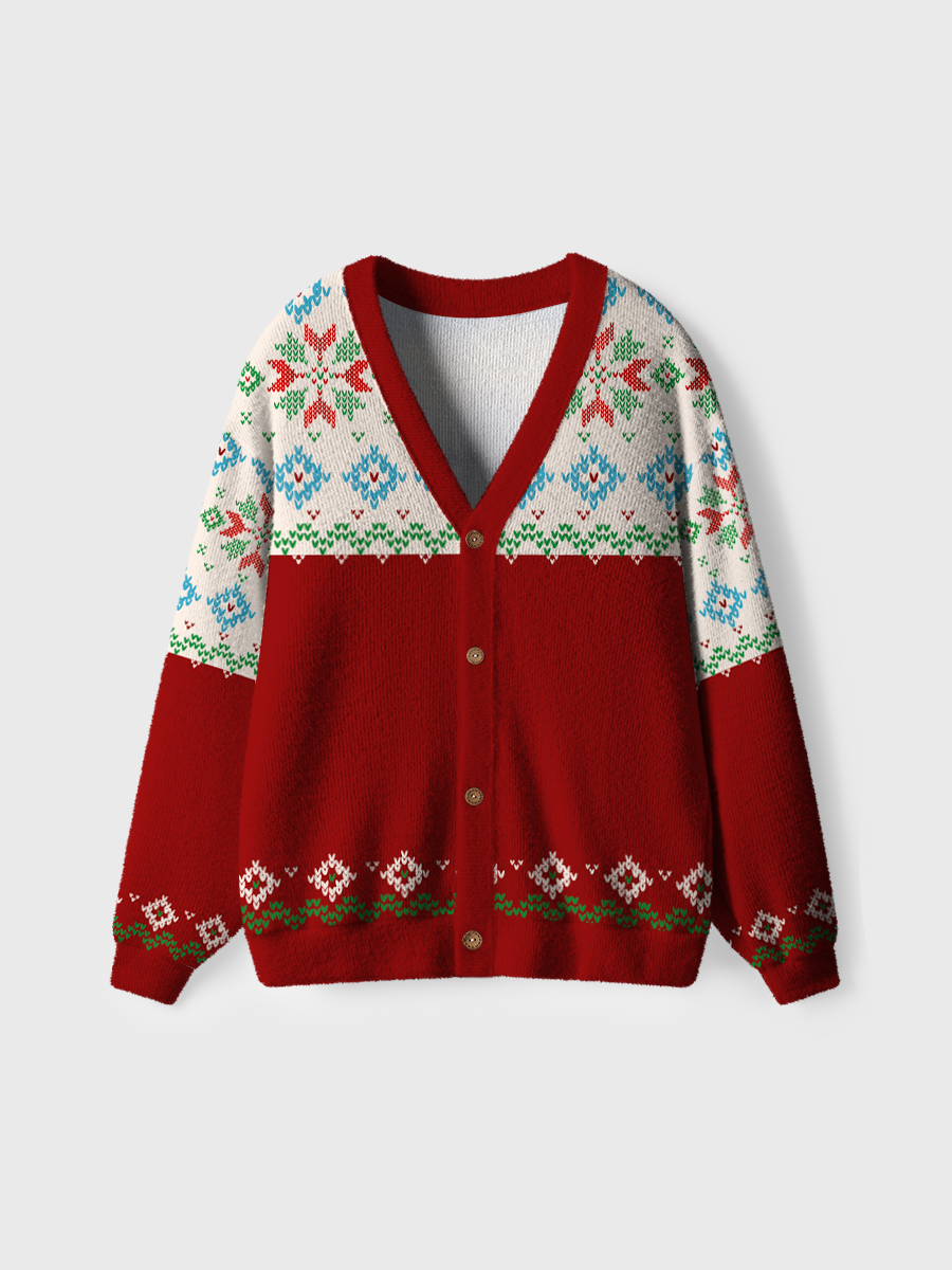 Vintage Red Snowflakes Ugly Cardigan Sweaters