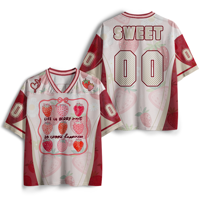 Vintage Life Is Berry Sweet So Choose Happiness Mesh Jersey