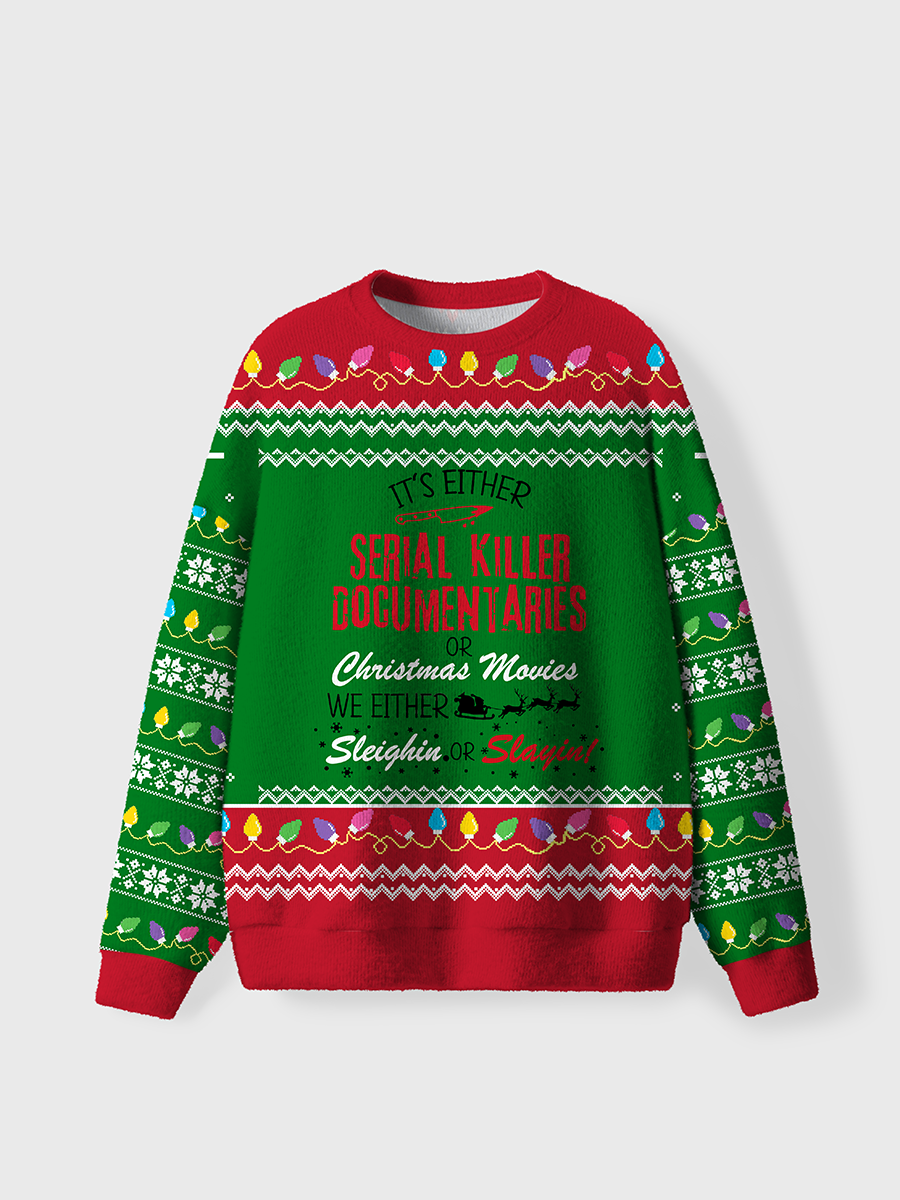 Vintage Crime Documanteries Funny Christmas Ugly Sweater