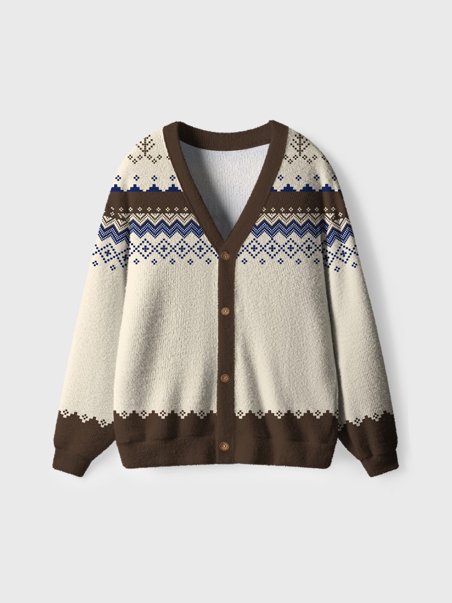 Vintage Brown Fair Isle Ugly Cardigan Sweaters