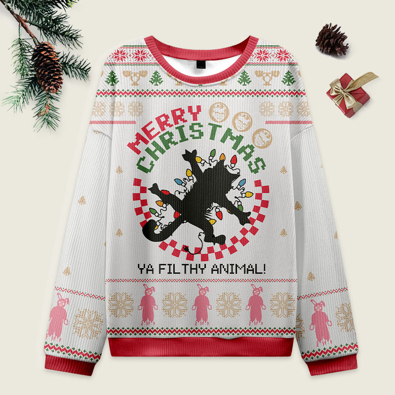 Vintage Merry Christmas Ya Filthy Animal Ugly Sweater