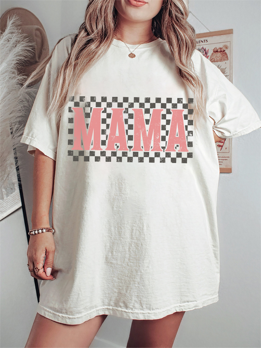Vintage Boho Mama Checkerboard T-Shirt