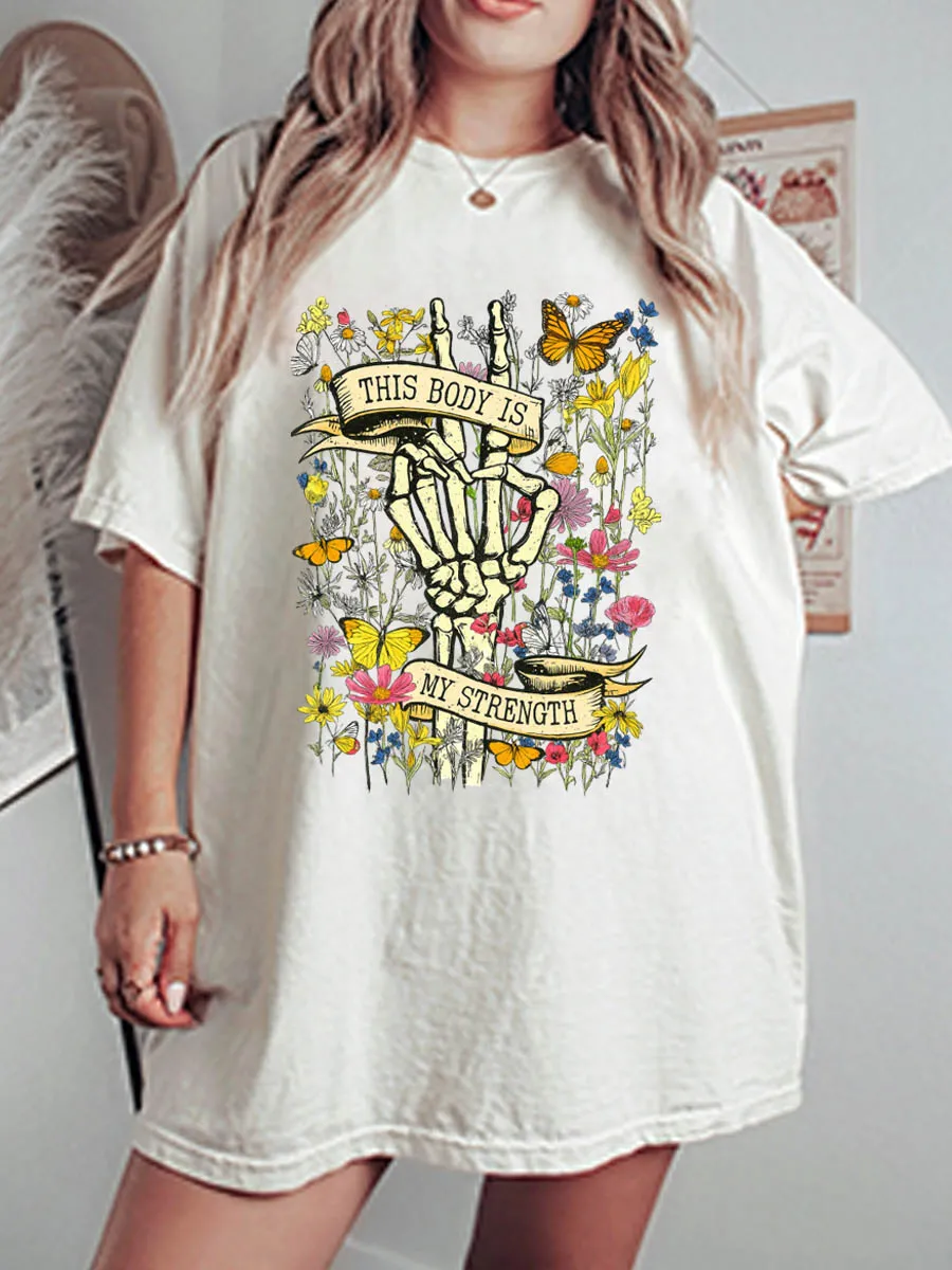 Vintage This Body Is My Strength Oversize Graphic Tee