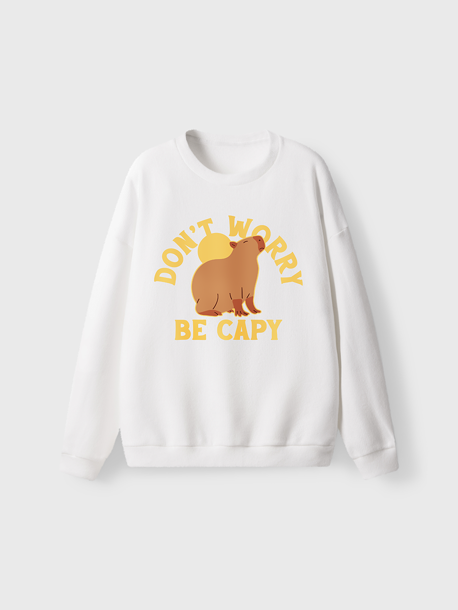 Vintage Don'T Worry Be Capy Fuzzy Sweater