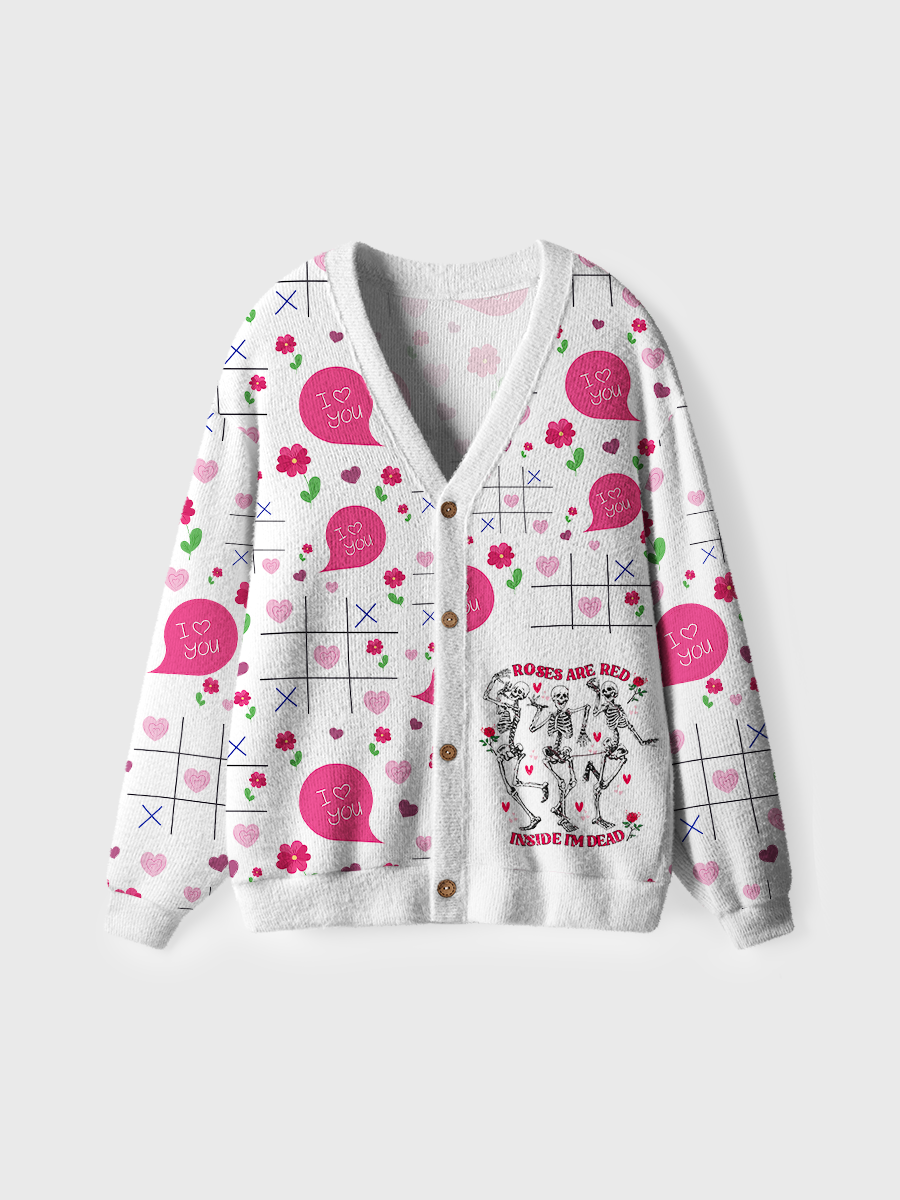 Vintage Rose And Red Cardigan Sweaters