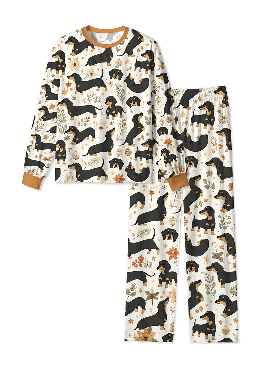 Vintage Christmas Dachshund Floral Mixed Pajamas