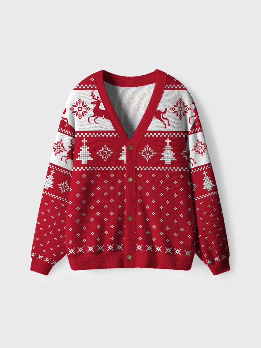 Vintage Red Christmas Ugly Cardigan Sweaters