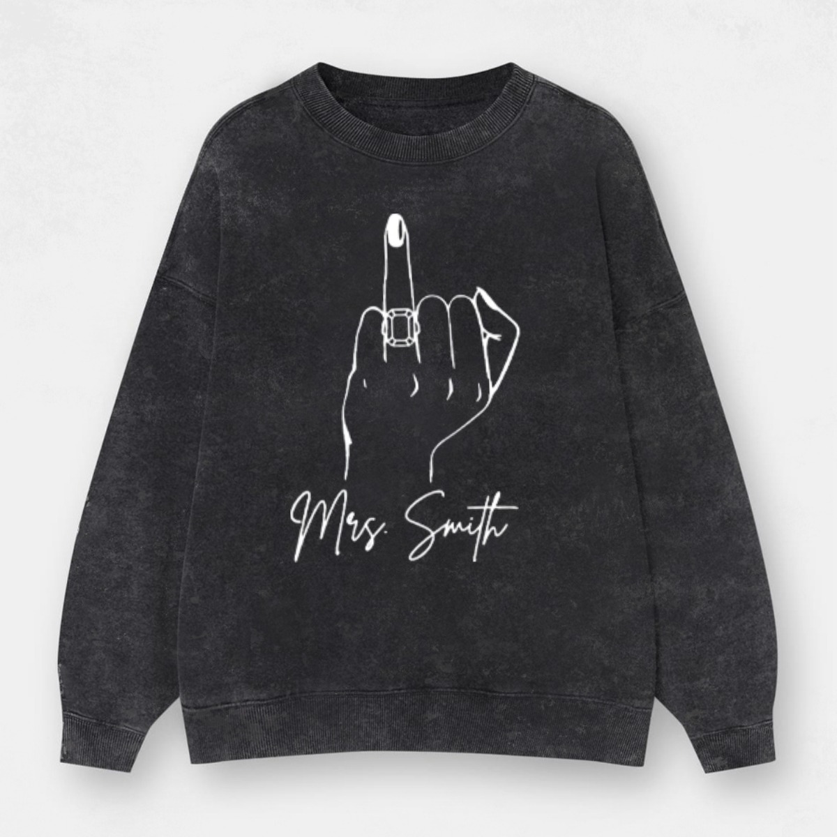Vintage Custom Bride Mrs. Last Name Washed Sweatshirt 