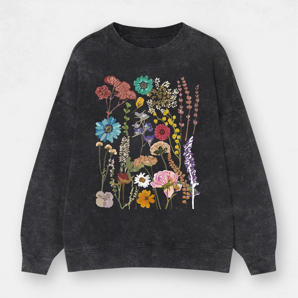 Vintage Pressed Flowers Washed Sweatshirt 