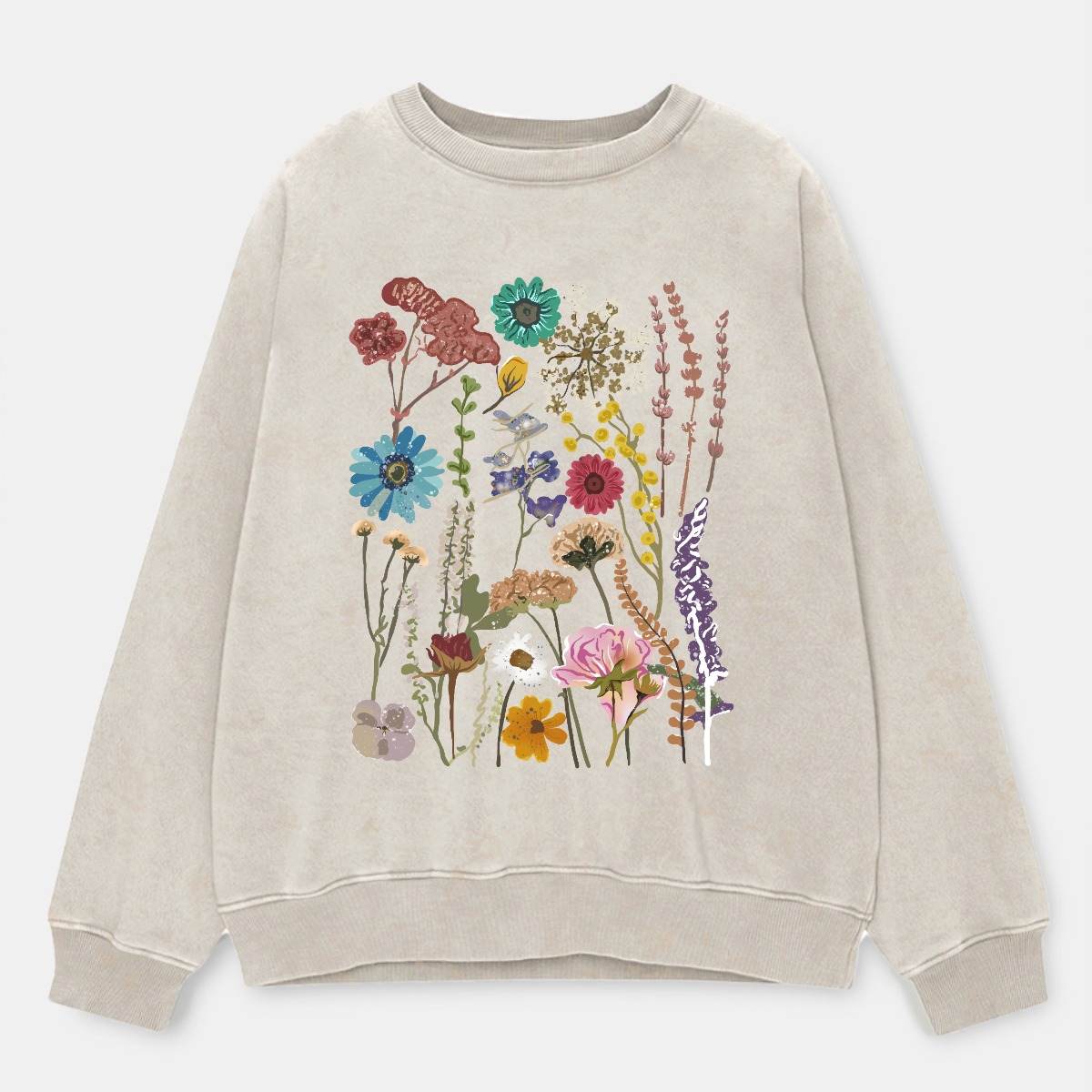 Vintage Pressed Flowers Washed Sweatshirt 