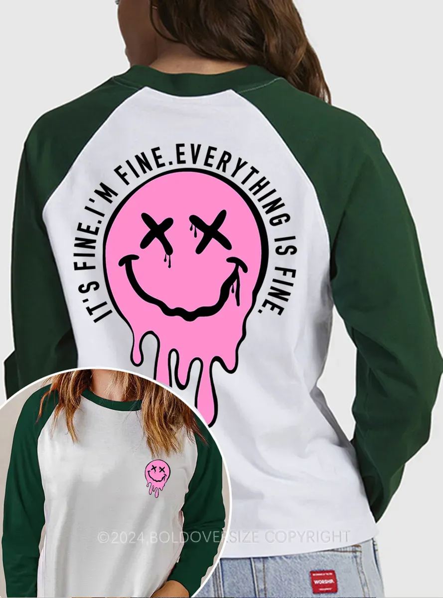 Vintage It's Fine I'm Fine Raglan Long Sleeve T-Shirt
