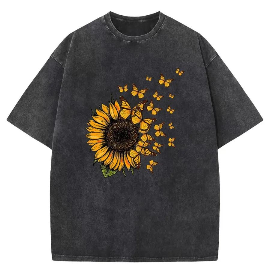 Vintage Sunflower Butterfly Washed T-Shirt