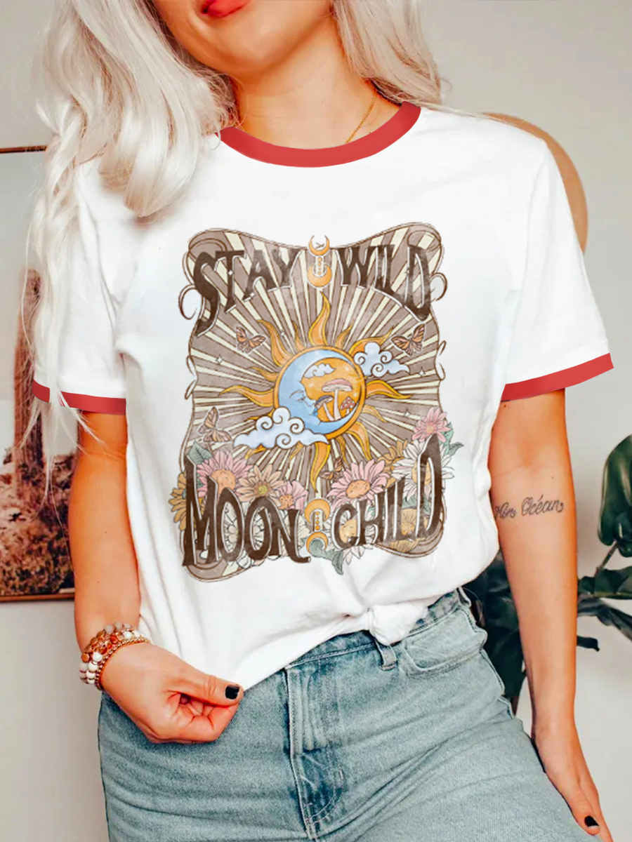 Vintage Stay Wild Moon Child Ringer Tee