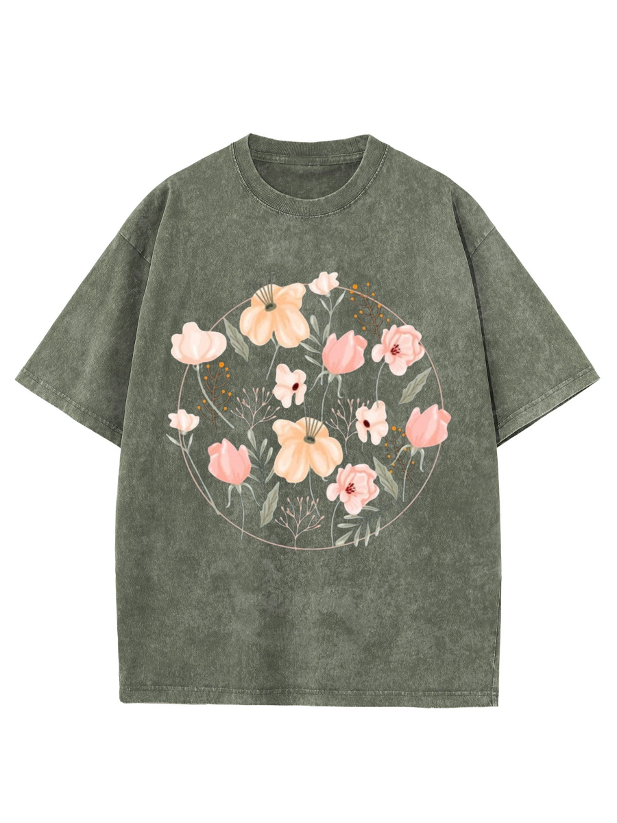 Vintage Flowers Lover Washed T-Shirt