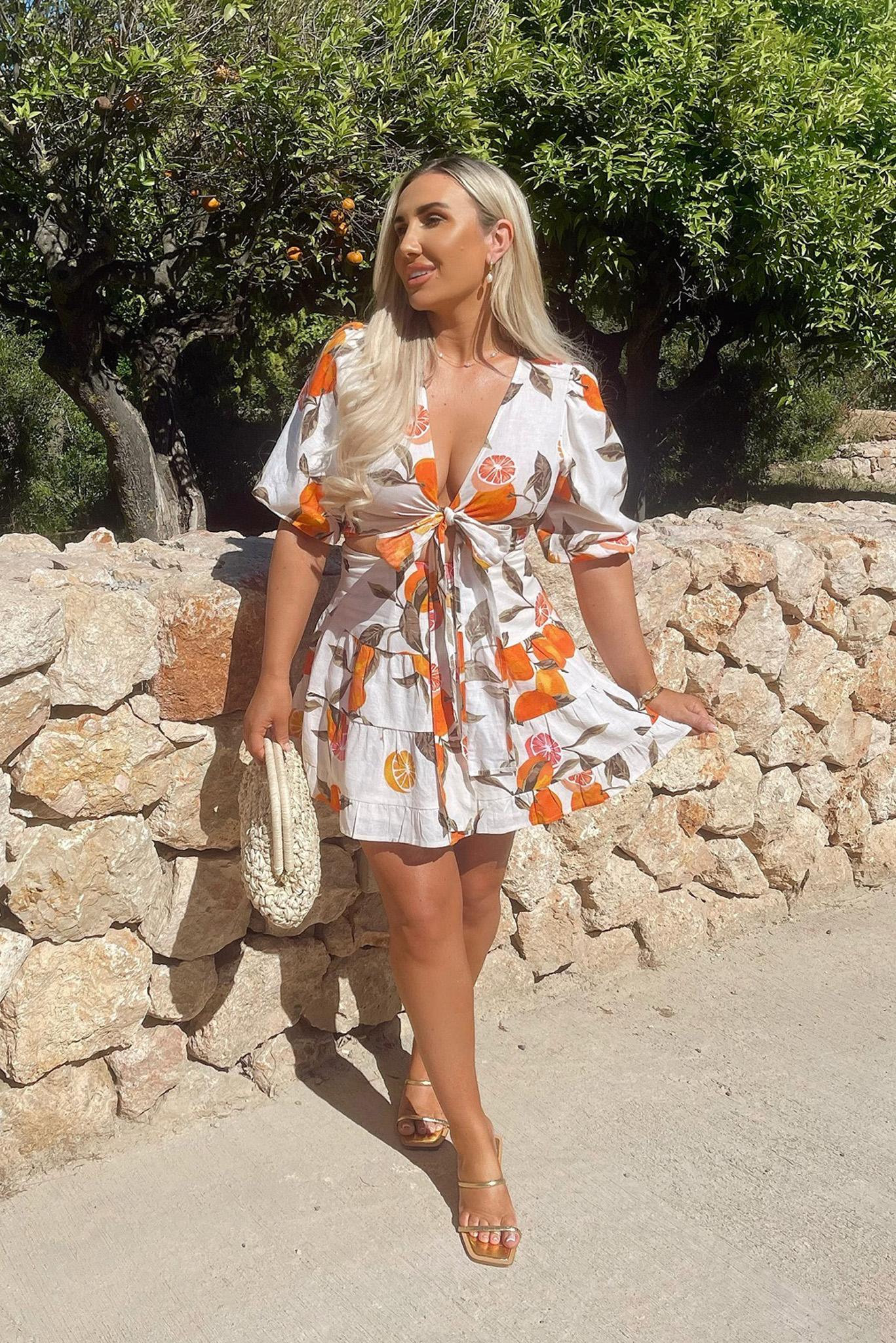 Orange skirt co ord best sale