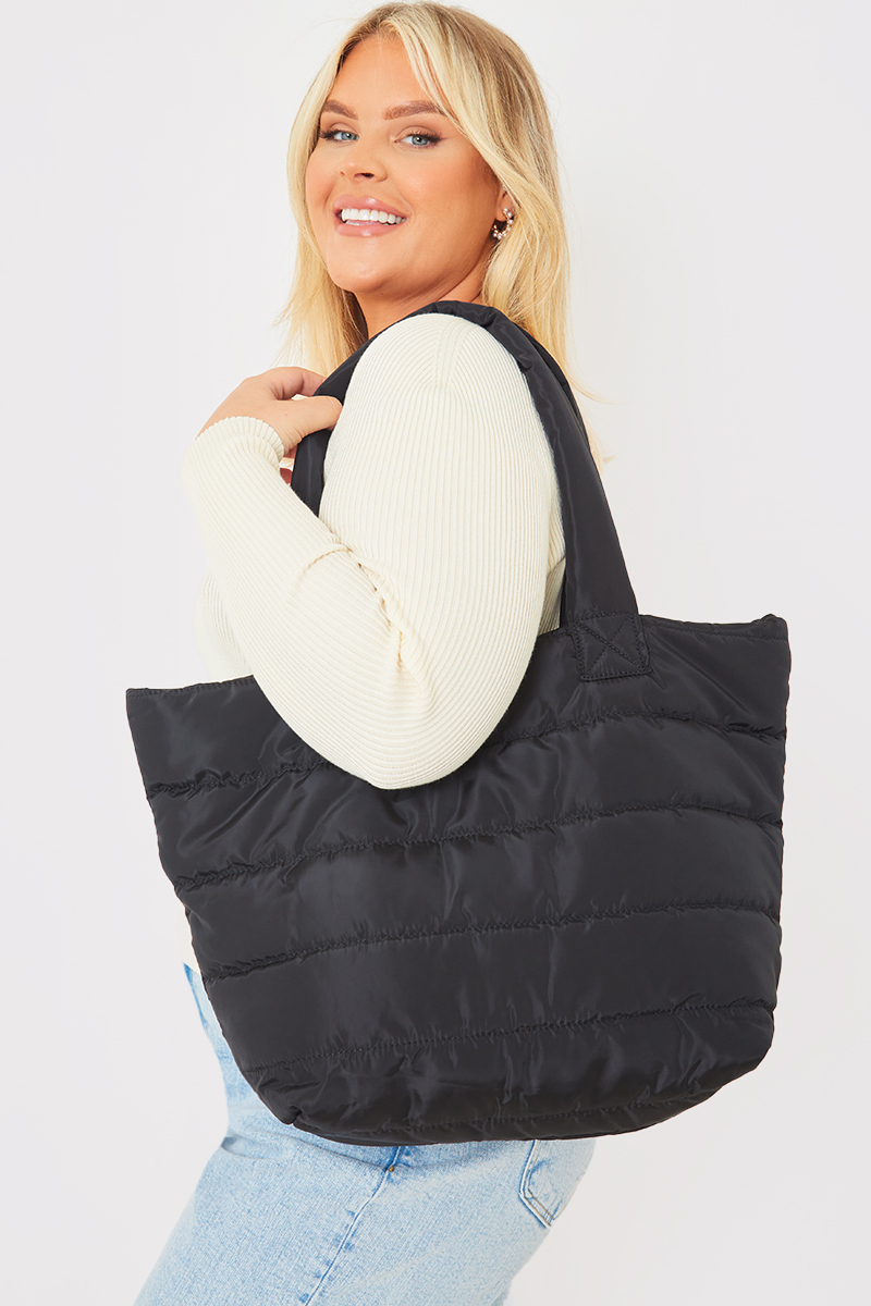 Black quilted best sale shopper bag