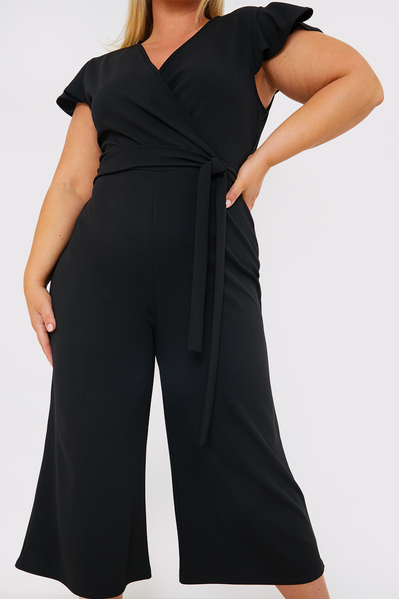 Flutter Sleeve Wrap Culotte Jumpsuit