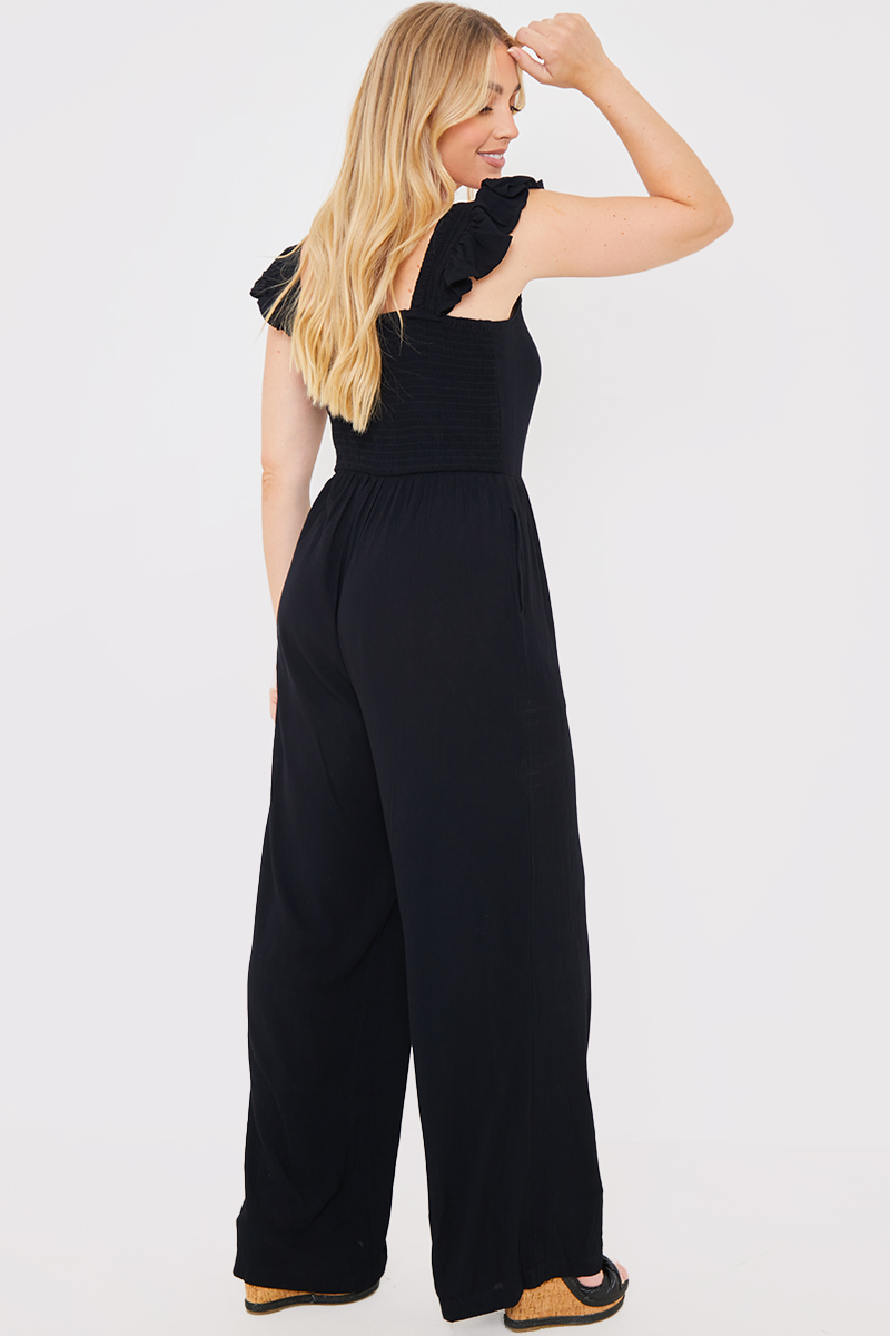 Frill Shoulder Crinkle Jumpsuit