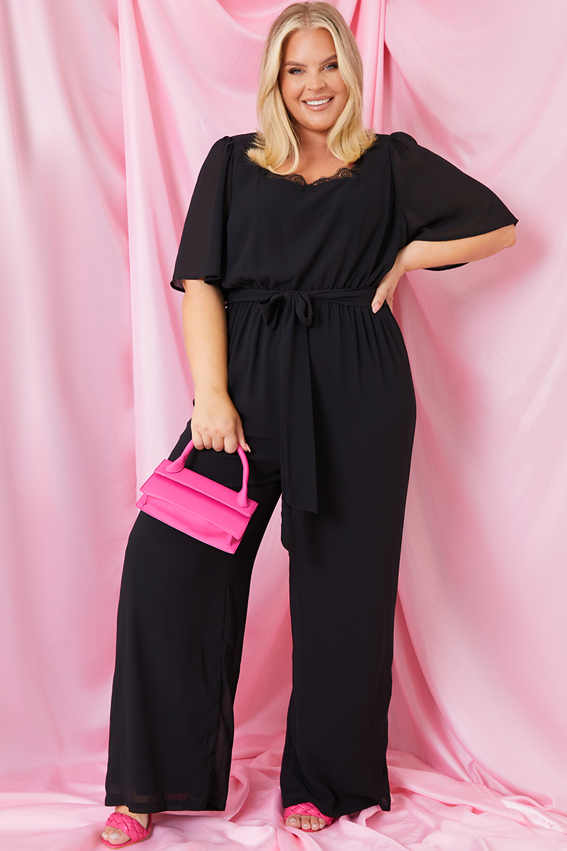 Womens Jumpsuits | Tie Waist & Ribbed Jumpsuit – In The Style