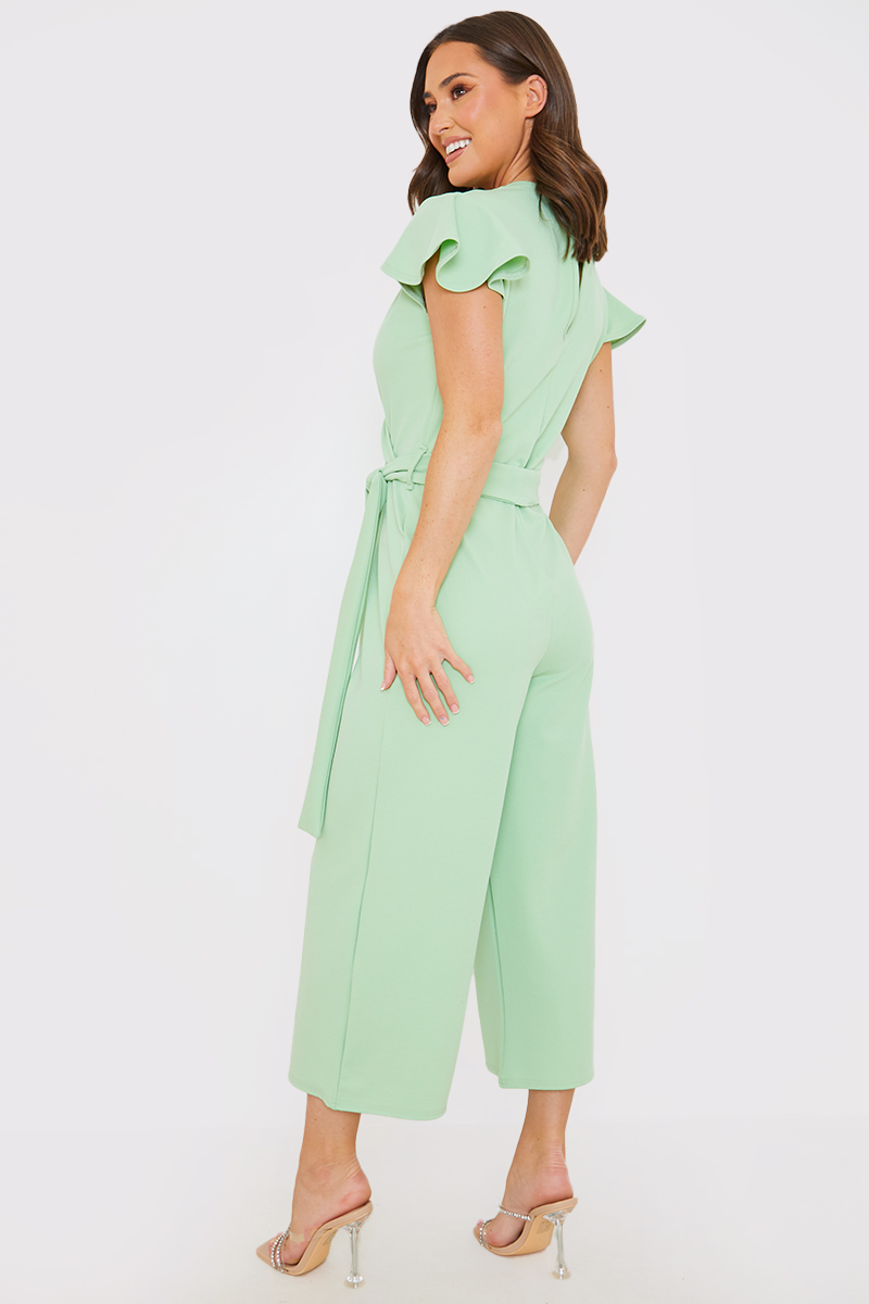 Flutter Sleeve Wrap Culotte Jumpsuit