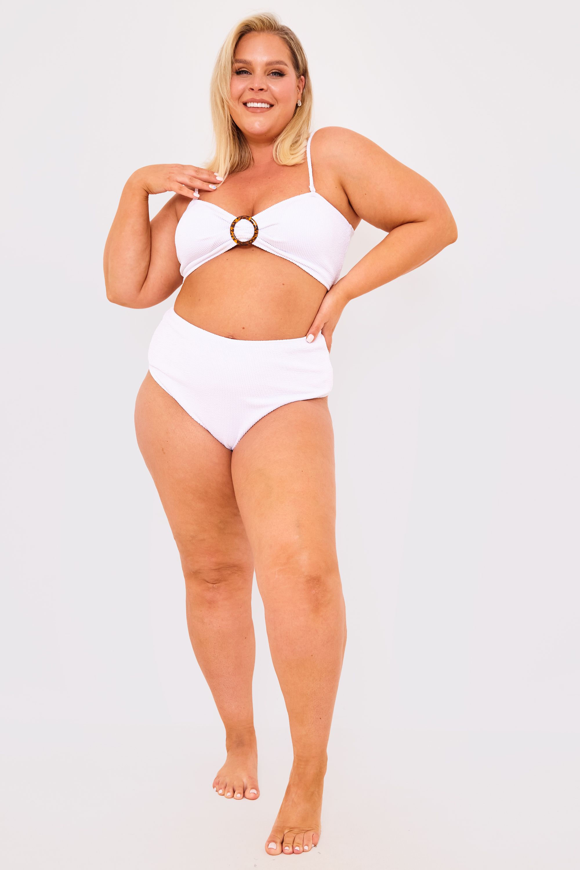 Summertime Sensation White Crinkle High Cut Bikini Bottoms