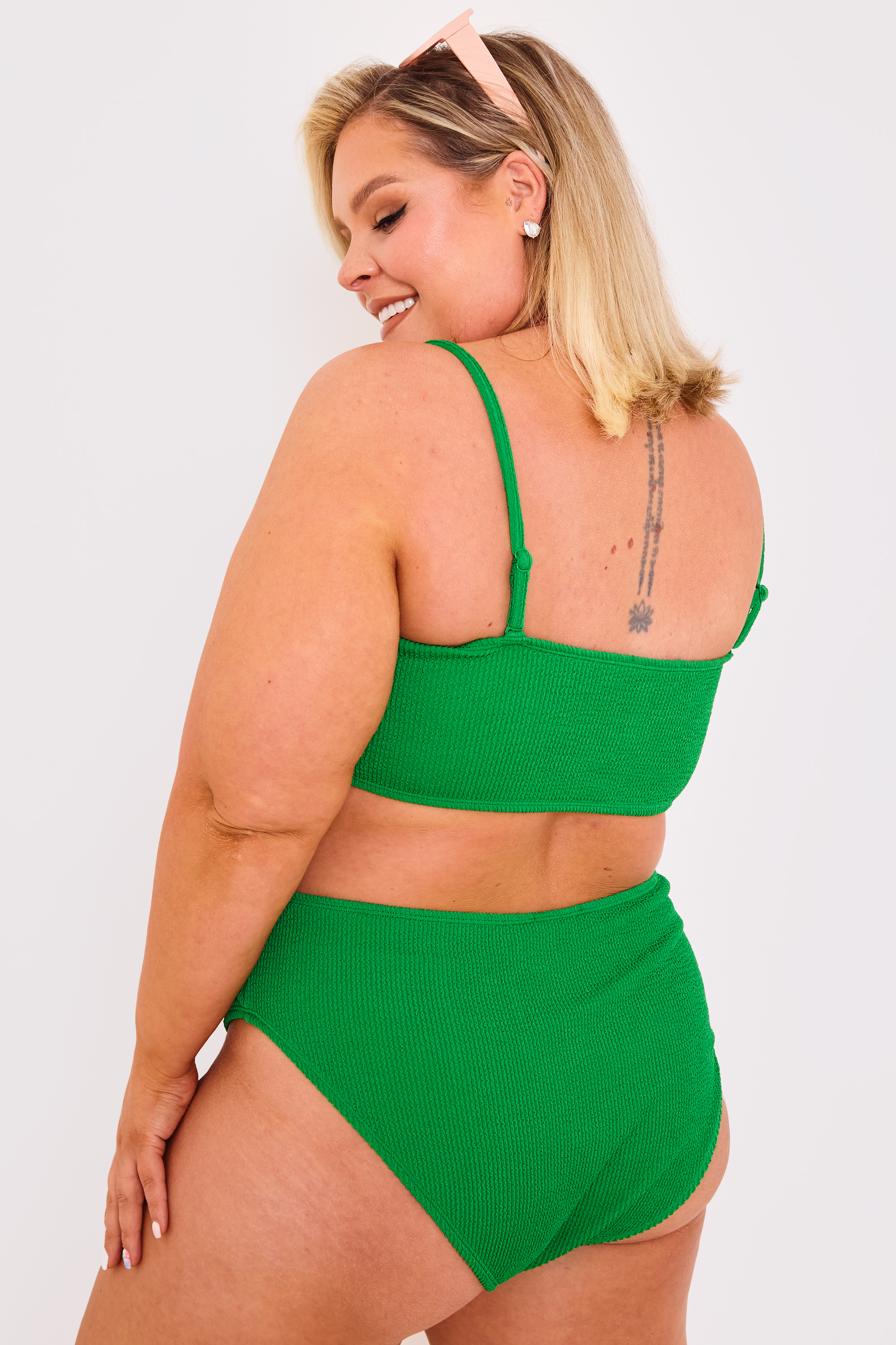 Textured Crinkle High Leg Bikini Bottoms In The Style UK
