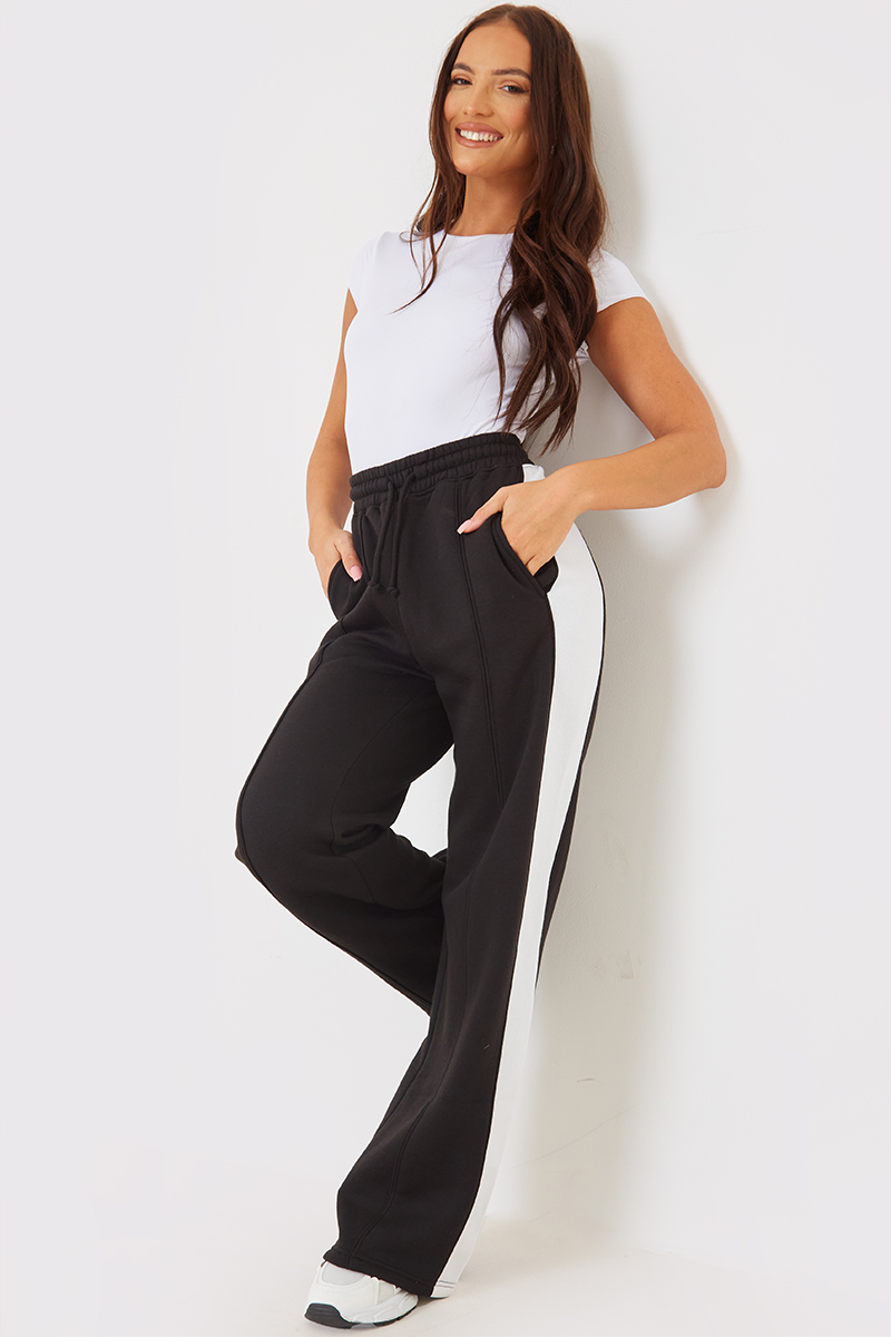 Womens striped wide leg on sale trousers