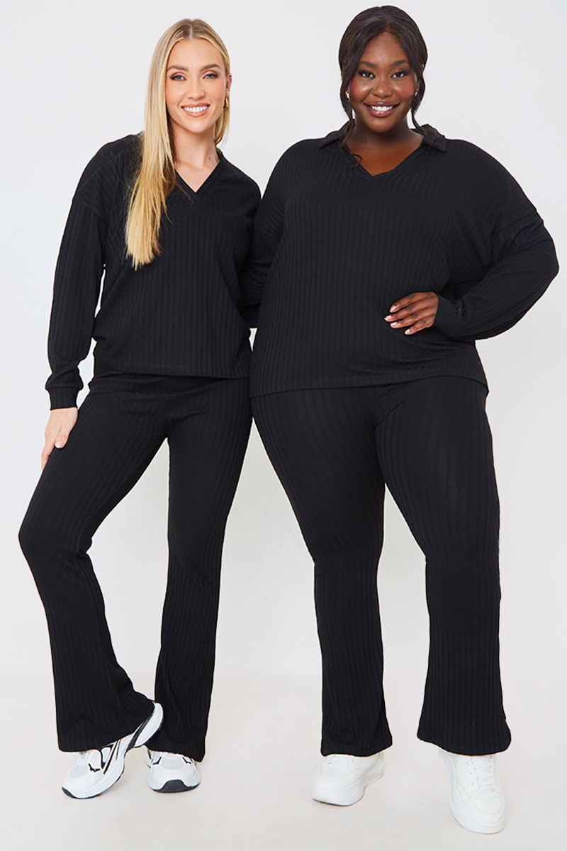 Rib Fit and Flare Trousers