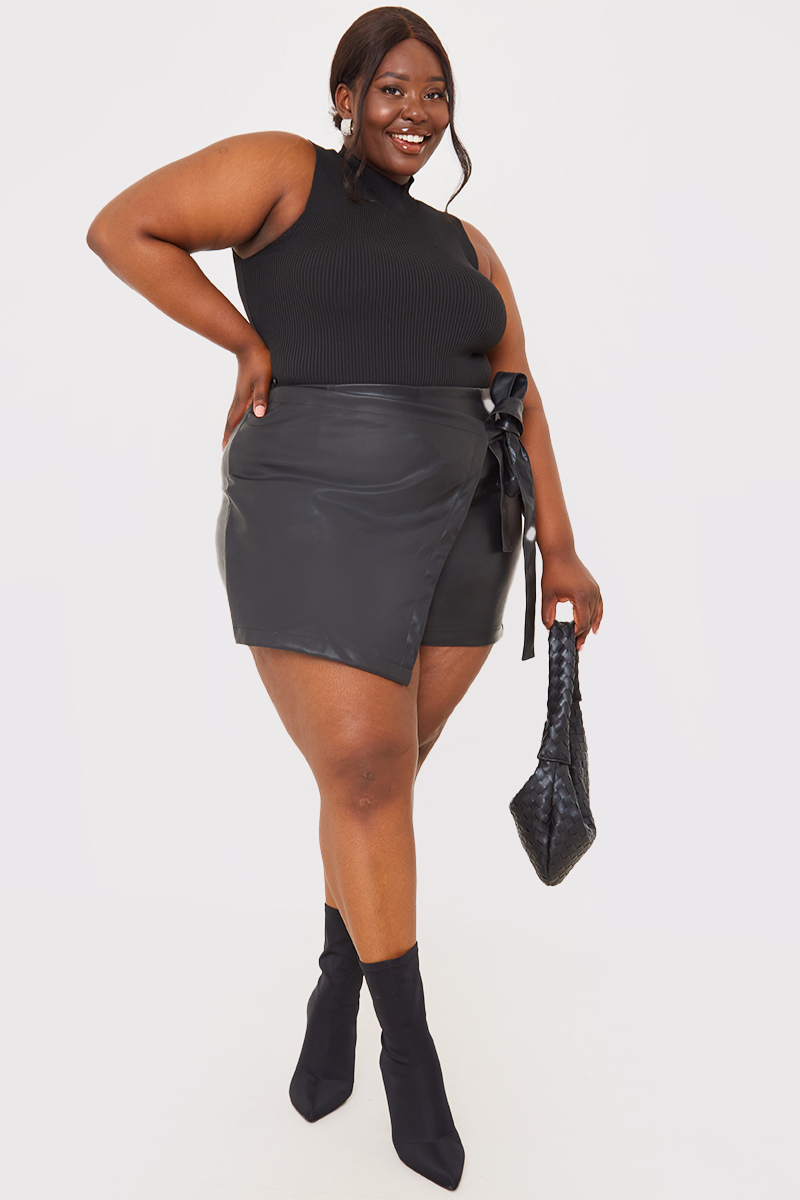 Leather Look Wrap Skort In The Style UK