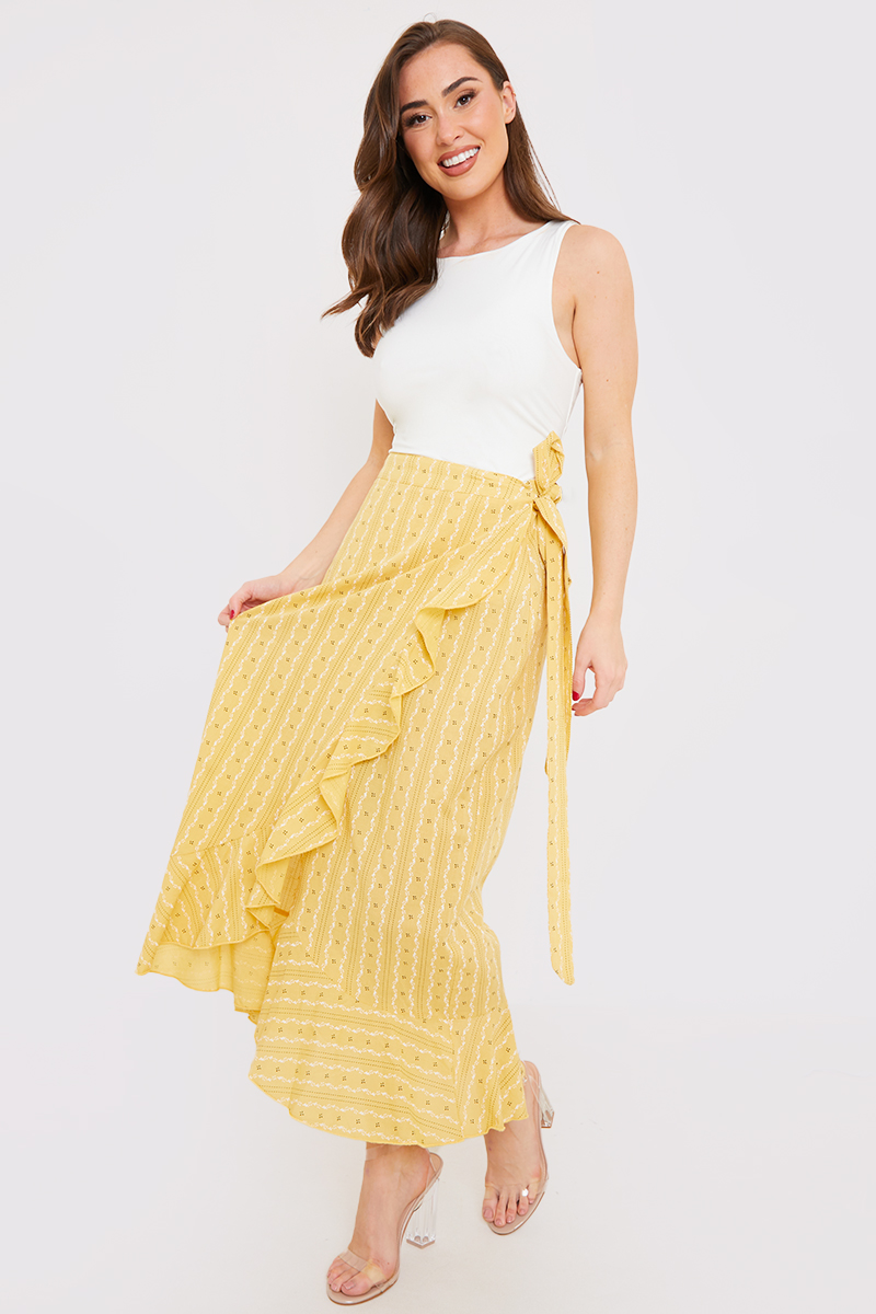 Floral Print Wrap Midaxi Skirt
