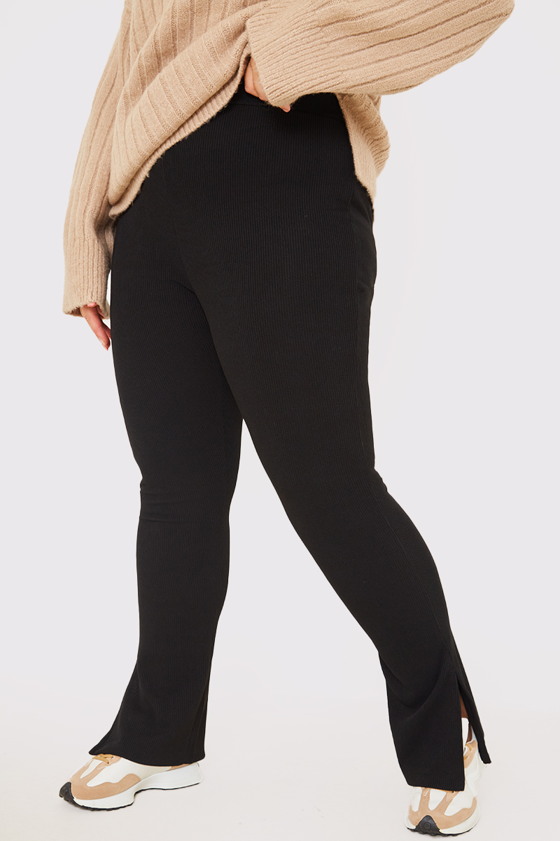 Black split hot sale hem leggings