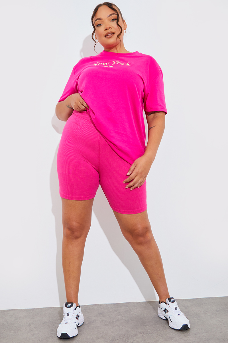 Pink Mesh Biker Shorts & One Shoulder Lace-Up Crop Top Set – IRHAZ