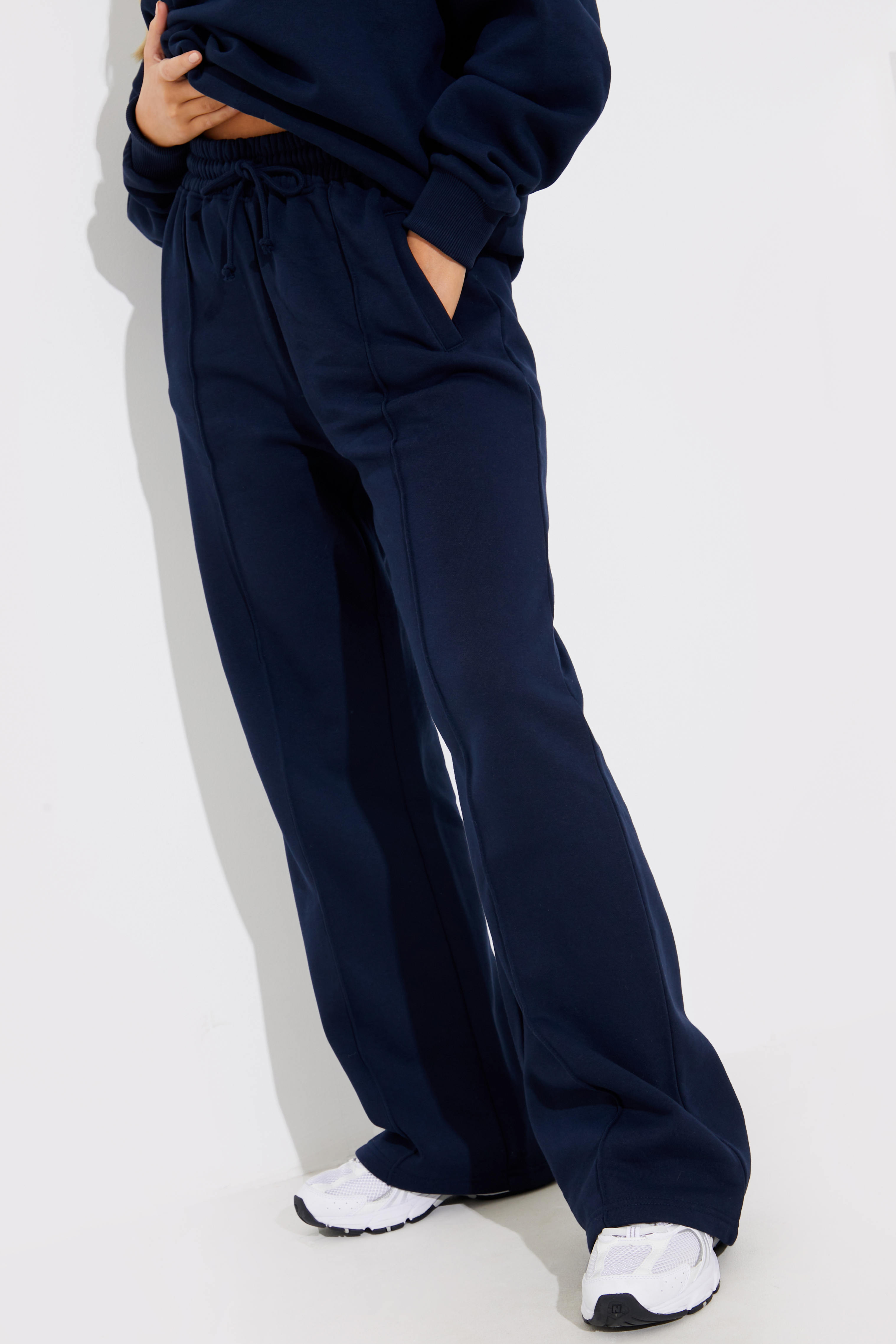 Navy wide leg cheap joggers