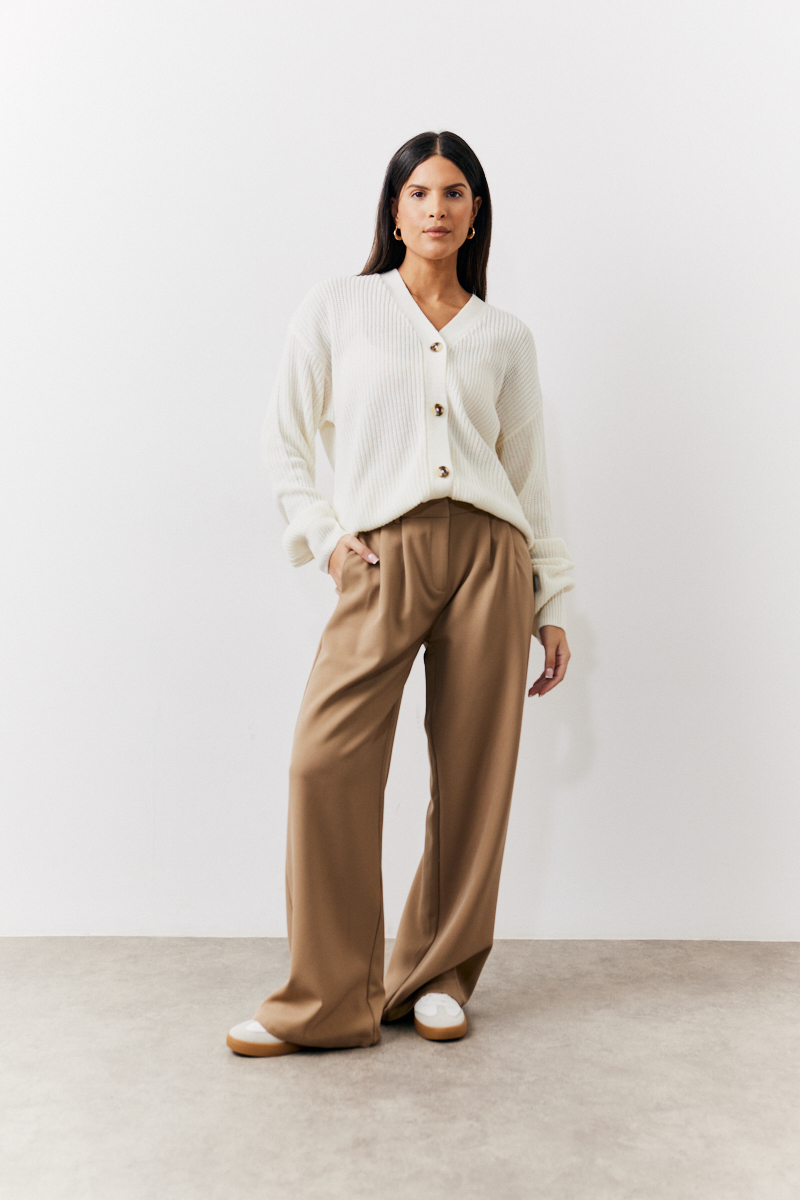 Adjustable Pleat Wide Leg Trouser