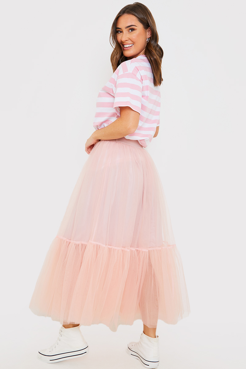 Tulle Tiered Volume Midi Skirt