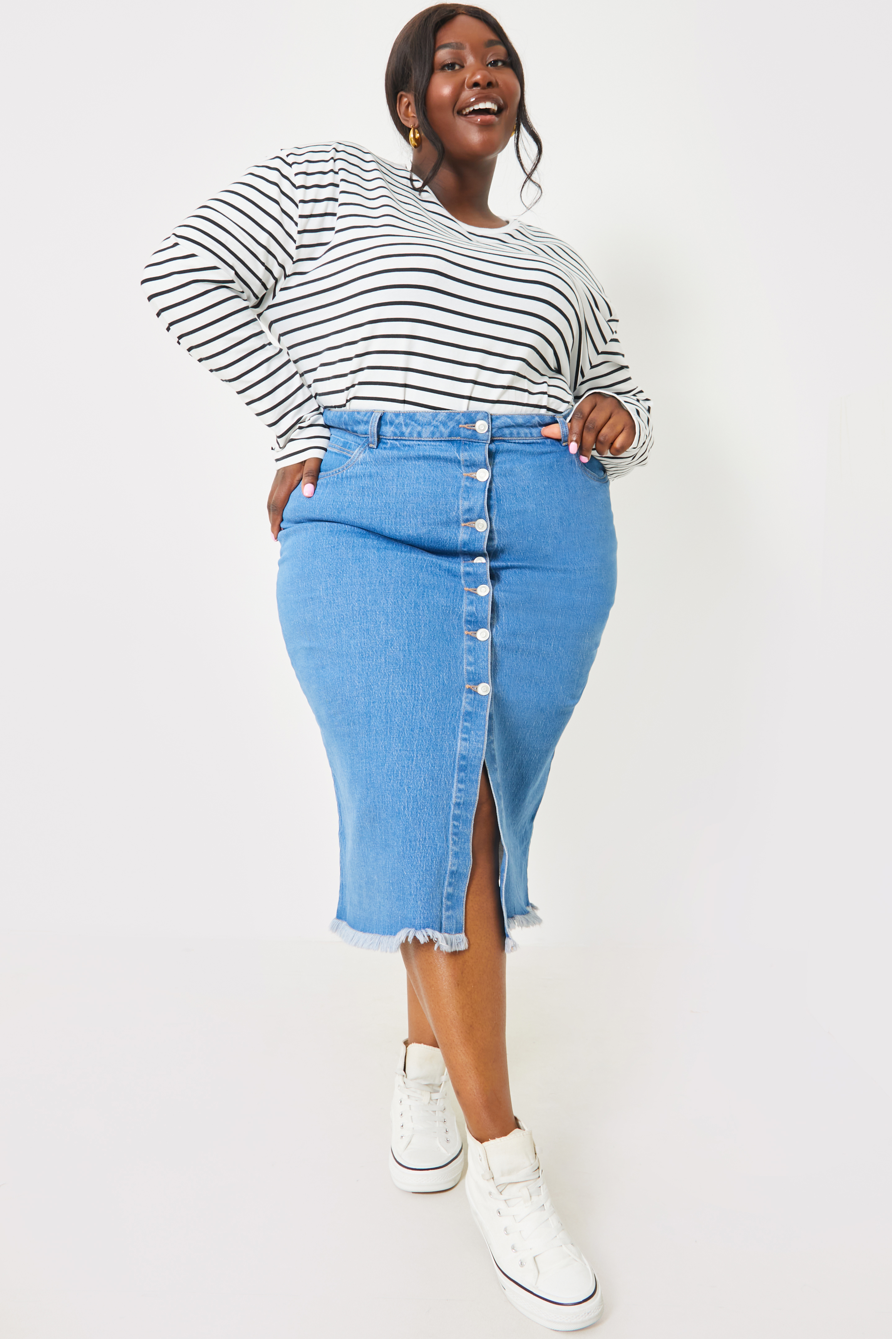 Button front 2024 skirt denim