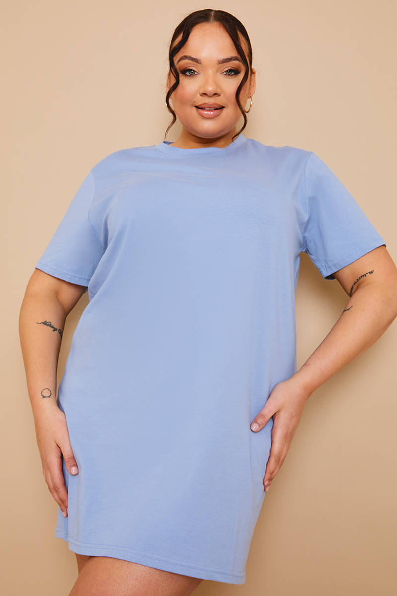 Baby blue t shirt dress sale